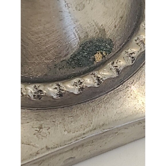 Silver Tone Brass Candlesticks Holders W/ Beads & Flower Charm Appx 3 - Picture 14 of 16